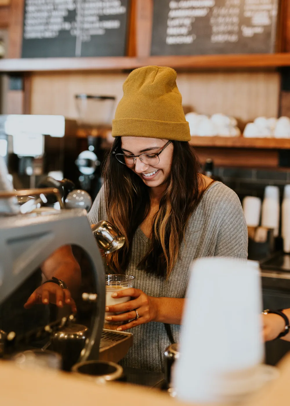 Barista preparing an order