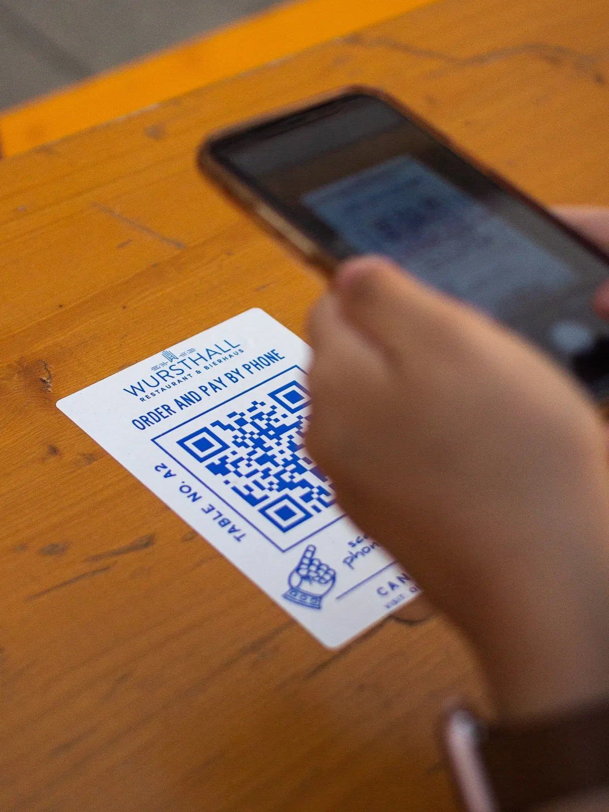 Guest scanning a table QR code to order